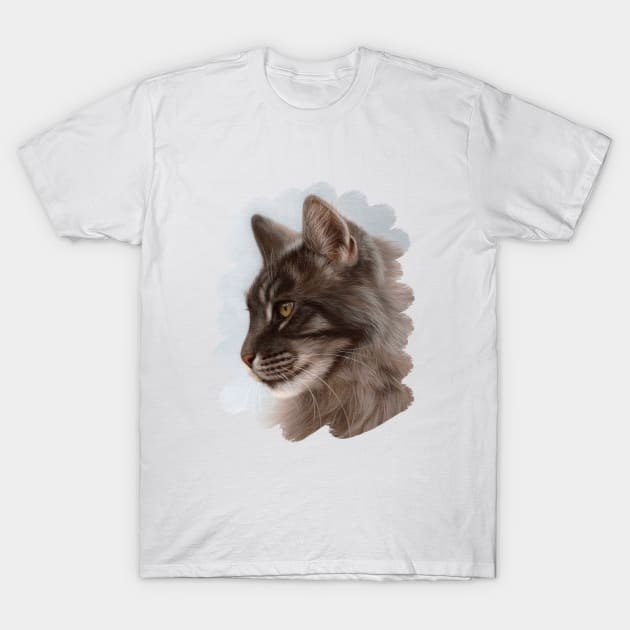 Maine Coon Painting T-Shirt by rachelstribbling